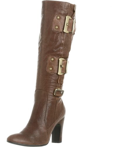 N.y.l.a. Chloe Tall Shaft Boot,brown Leather,5.5 M