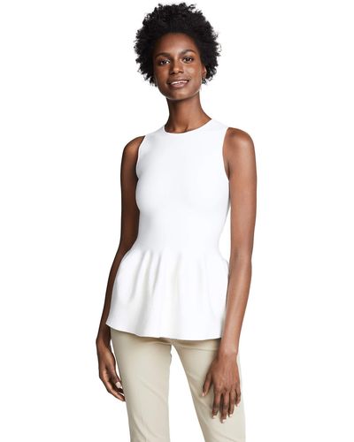 Theory Wool & Silk Peplum Shell - White