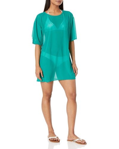 Vince Camuto Standard Mesh Tshirt Cover Up Dress - Green