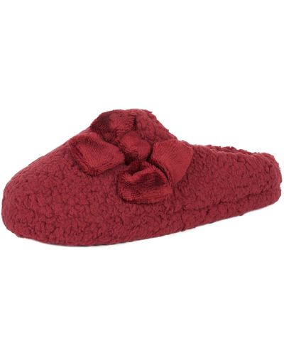 Jessica Simpson Plush Marshmallow Slide On House Slipper Clog With Memory Foam - Red