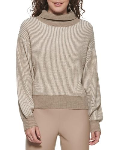 DKNY Bubble Sleeve Warm Cozy Sportswear Sweater - Natural