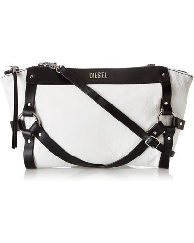 DIESEL Shibari Leather Betty Cage Cross Body White/black One Size