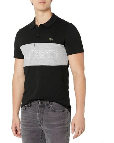 Lacoste Short Sleeve Colorblocked Wording Polo Shirt - Black