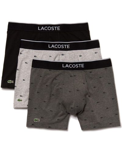 Lacoste Essential 3 Pack Allover Croc Boxer Briefs - Black