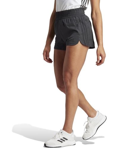 adidas Pacer Training 3 Stripes Woven High Rise Shorts - Black