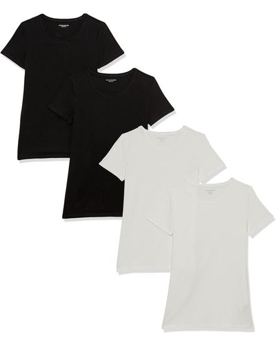 Amazon Essentials T-Shirt Girocollo a iche Corte con Vestibilità Classica Donna - Nero