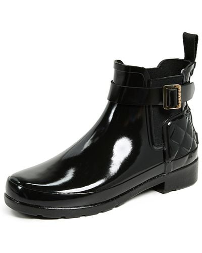HUNTER Footwear Refined Chelsea Quilted Gloss Rain Boot - Black