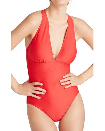 Yummie Standard Maia Plunge One Piece Swimsuit - Red