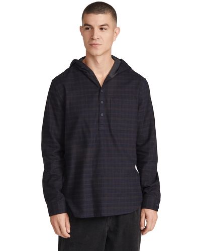 Vince Highway Plaid Long Sleeve Pullover - Blue