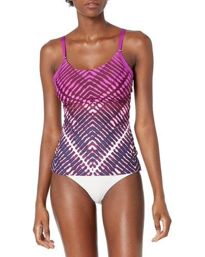 Calvin Klein Over The Shoulder Tankini Swimsuit - Purple