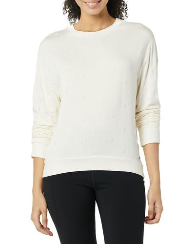 Andrew Marc High-low Rayon Fleece Flocked Pullover - White