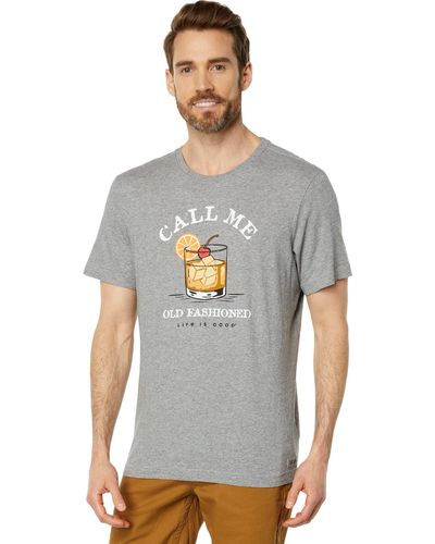 Life Is Good. Call Me Old Fashioned Short Sleeve Crusher-lite Tee - Gray