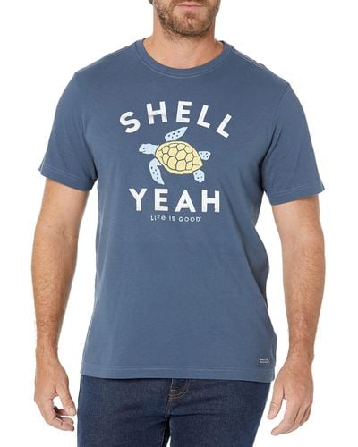 Life Is Good. Crusher Graphic T-shirt Shells Yeah - Blue