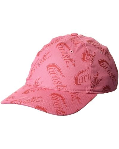 Lacoste Baseball Hat With Graphic Croc Print - Pink