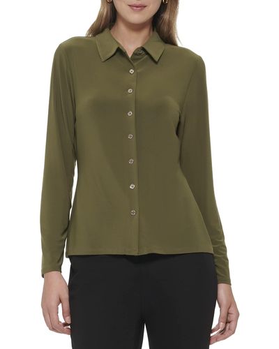 Tommy Hilfiger Soft Work Long Sleeve Knit Top - Green