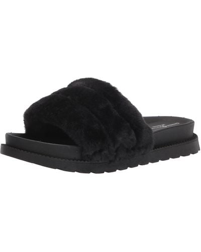 Chinese Laundry Treat Softy Fur Slide Sandal - Black