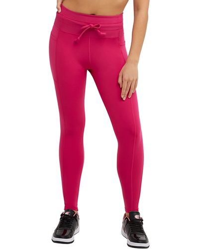 Champion , , Moisture Wicking, Drawcord Leggings For , 25", Strawberry Rouge, X-small - Pink