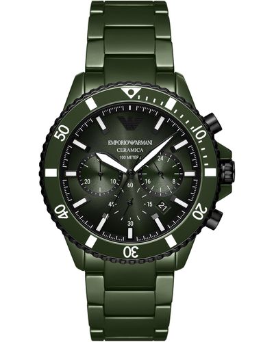 Emporio Armani Chronograph Green Ceramic Bracelet Watch