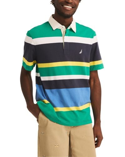 Nautica Sustainably Crafted Classic Fit Striped Rugby Polo - Green