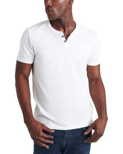 Lucky Brand Mens Venice Burnout Notch Neck Tee T Shirt - White