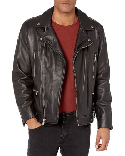 DKNY Jonny Asymmetrical Leather Moto - Black