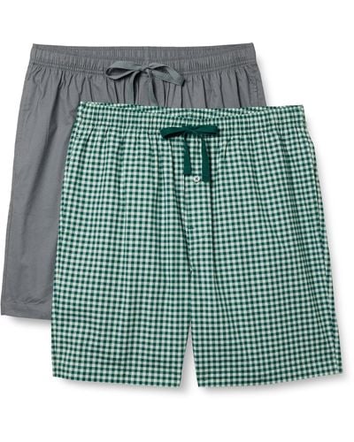 Amazon Essentials Pantalones Cortos de Pijama de Popelina de algodón Hombre - Verde