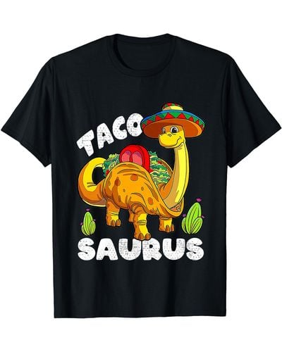 Birkenstock Tacosaurus Taco Dinosaur Funny Dino Cinco De Mayo Mexican T-shirt - Black