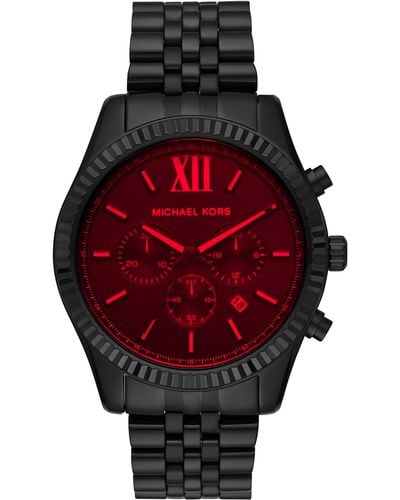 Michael Kors Lexington Quartz Watch with Stainless Steel Strap - Rosso