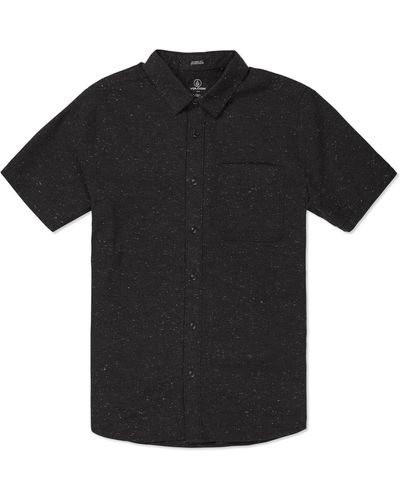 Volcom Regular Date Knight Short Sleeve Classic Fit Button Down Shirt - Black