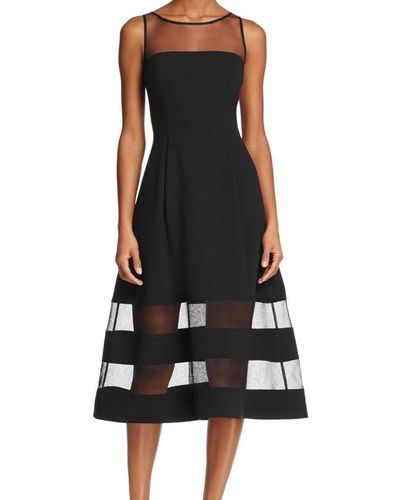 Aidan By Aidan Mattox Crepe And Illusion Mesh Cocktail Dress - Black