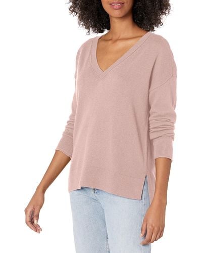 Lucky Brand V-neck Striped Sweater - Pink