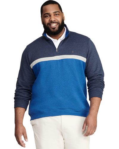 Izod Big Advantage Performance Quarter Zip Fleece Pullover Sweatshirt - Blue