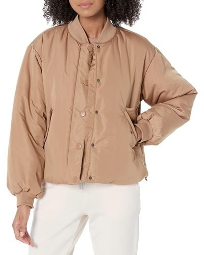 Amazon Essentials Relaxed-fit Recycled Polyester Padded Cropped Bomber Jacket - Natural