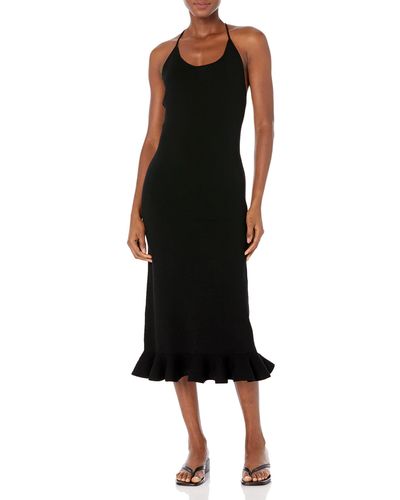 Rebecca Taylor Compact Stretch Knotted Back Column Dress - Black