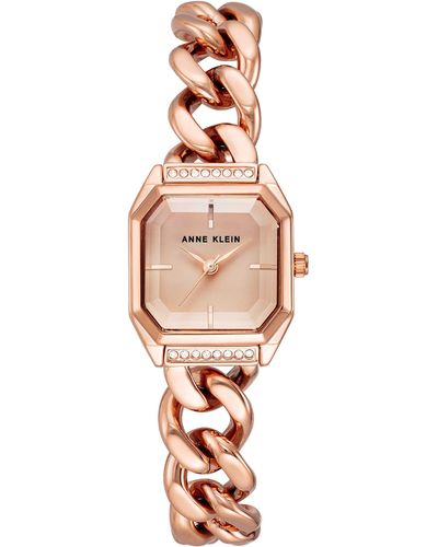 Anne Klein Premium Crystal Accented Chain Bracelet Watch - White
