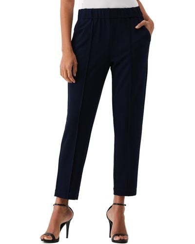 Rafaella Easy Pull On Pants With Stretch Crepe Fabric - Blue