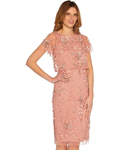 Adrianna Papell Beaded Blouson Dress - Pink