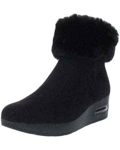 DKNY Abri Faux-fur Wedge Booties - Black