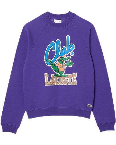 Lacoste Club Graphic Crew Neck Sweatshirt - Purple