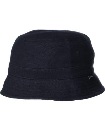 Lacoste Mens Solid Little Croc Pique Bucket Hat Cap - Blue