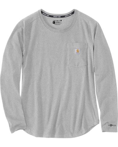 Carhartt Plus Size Force Relaxed Fit Midweight Long-sleeve Pocket T-shirt - Gray