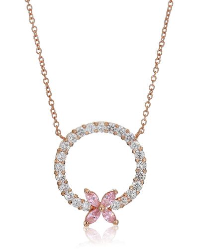 CZ by Kenneth Jay Lane Winged Eternity Circle Necklace - Multicolor
