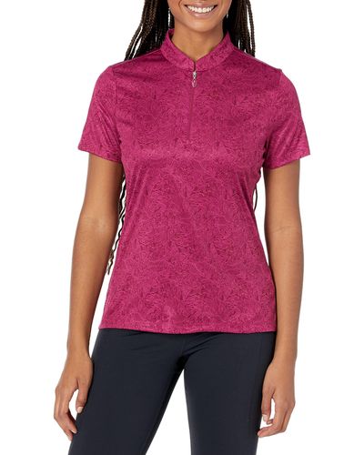 Greg Norman Collection Tropical Agerie S/s Zip Polo - Red