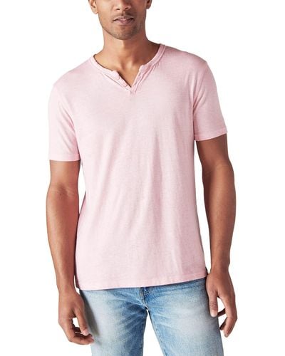 Lucky Brand Venice Burnout Short Sleeve Notch Neck T-shirt in Gray for Men