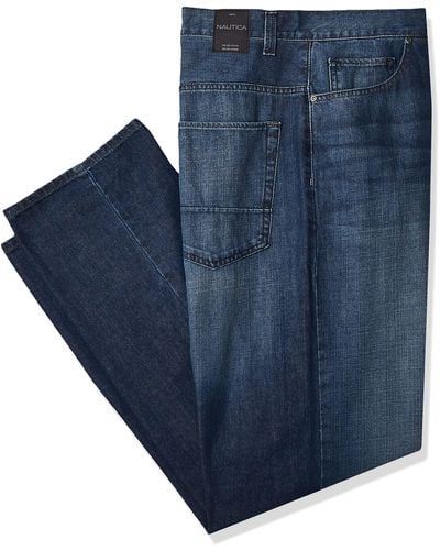 Nautica Big And Tall 5 Pocket Relaxed Fit Stretch Jean - Blue