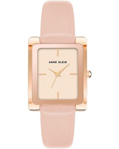 Anne Klein Leather Strap Watch - Pink