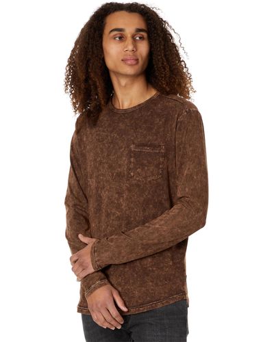John Varvatos Sid Long Sleeve Crew With Chest Pocket With Galaxy Wash K6393z4 - Brown