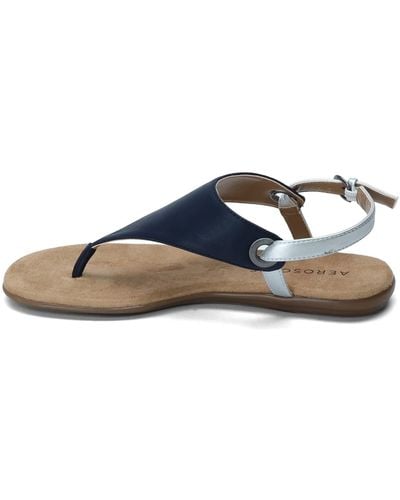 Aerosoles S In Conchlusion Flat Sandal Navy 10 Wide - Black