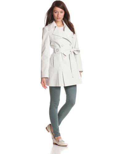 Via Spiga Double Breasted Belted Spring Trench Coat With Pleating Details - Natural