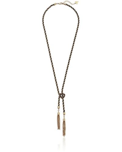 Guess Knotted Rope Chain Tassel Y-shaped Necklace - Metallic